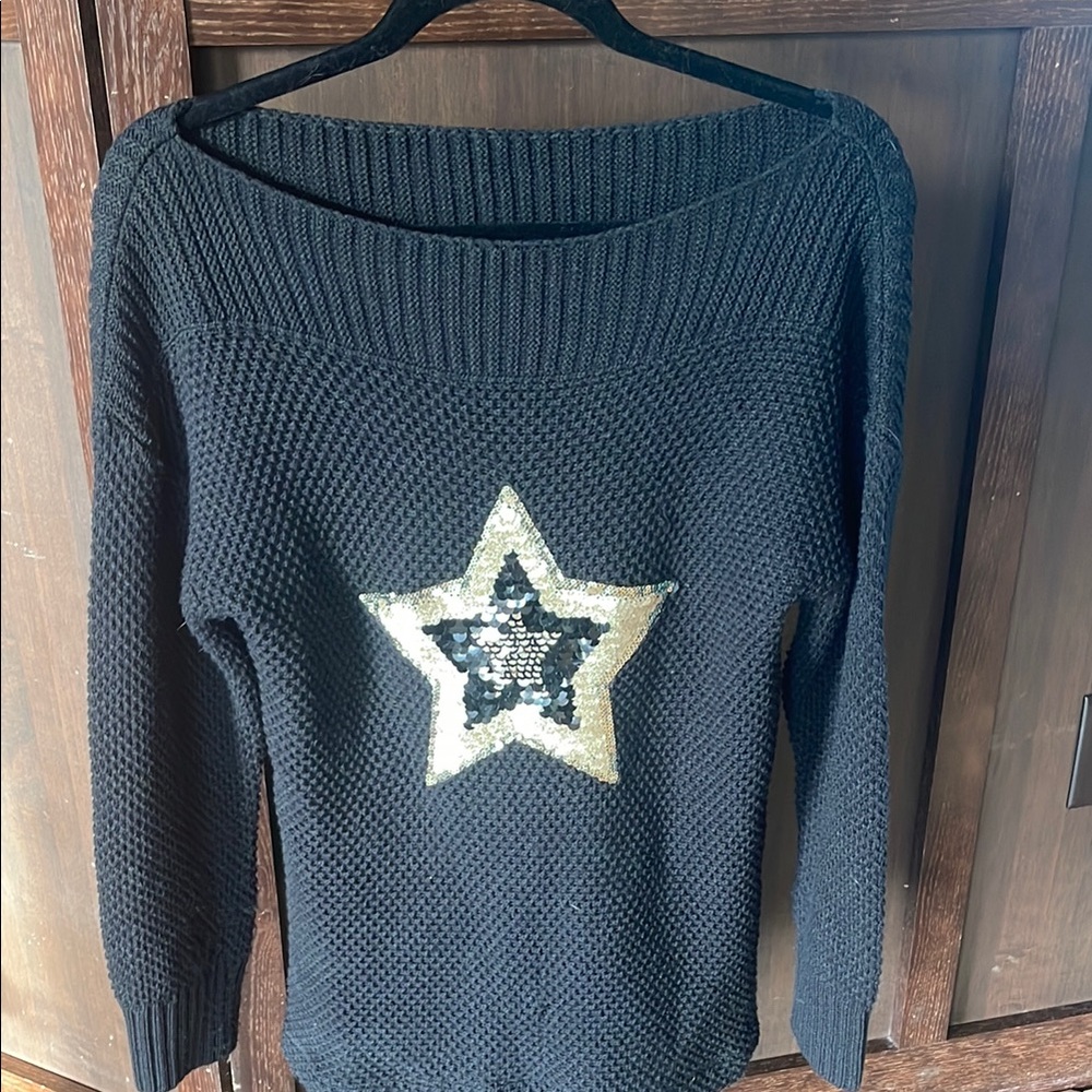 Venus. Black Sequin Star Sweater